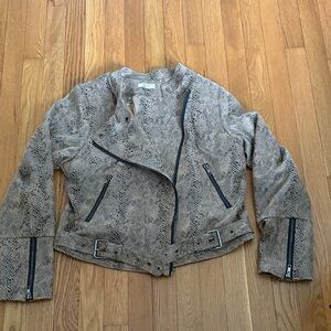 Kori Tan Snake Print Leather Jacket